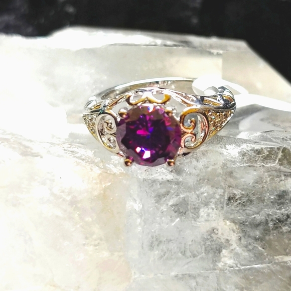 Jewelry - NWT Beautiful Amethyst .925 Sterling Silver Overlay Ring
